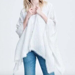 NWT Rag & Bone Pinstripe linen blend poncho Hampden style black stripe one size
